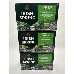 Irish Spring‎ Original Clean Soap Lot of 3 Bars 3.7oz Each Fresh Deodorant